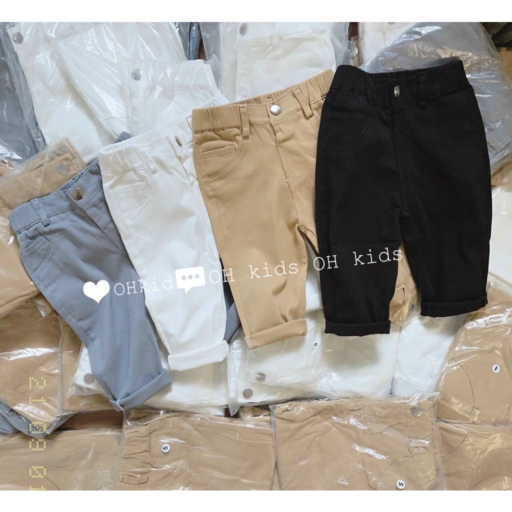 Quần kaki trơn cho bé từ 9-23kg phong cách lịch lãm QTE02