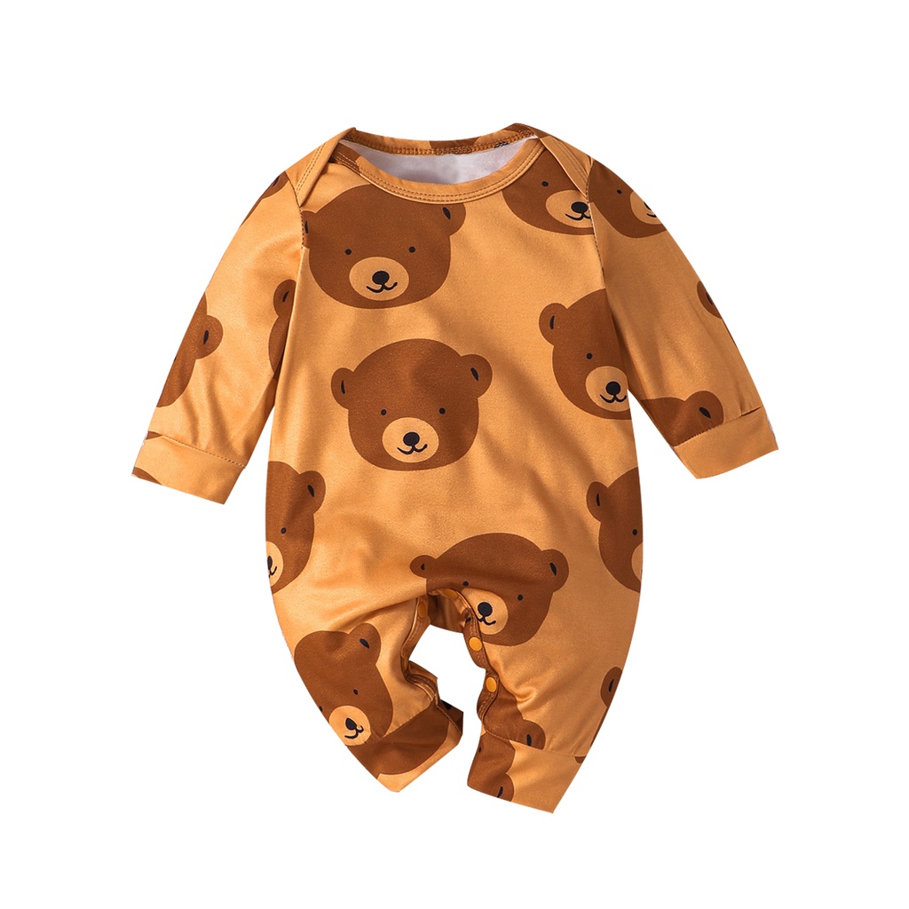Body bé trai đồ sơ sinh từ 0 đến 12 tháng In Hình Gấu Hoạt Hình Dành bodysuit liền thân mùa hè dài tay quần áo cho bé trẻ em