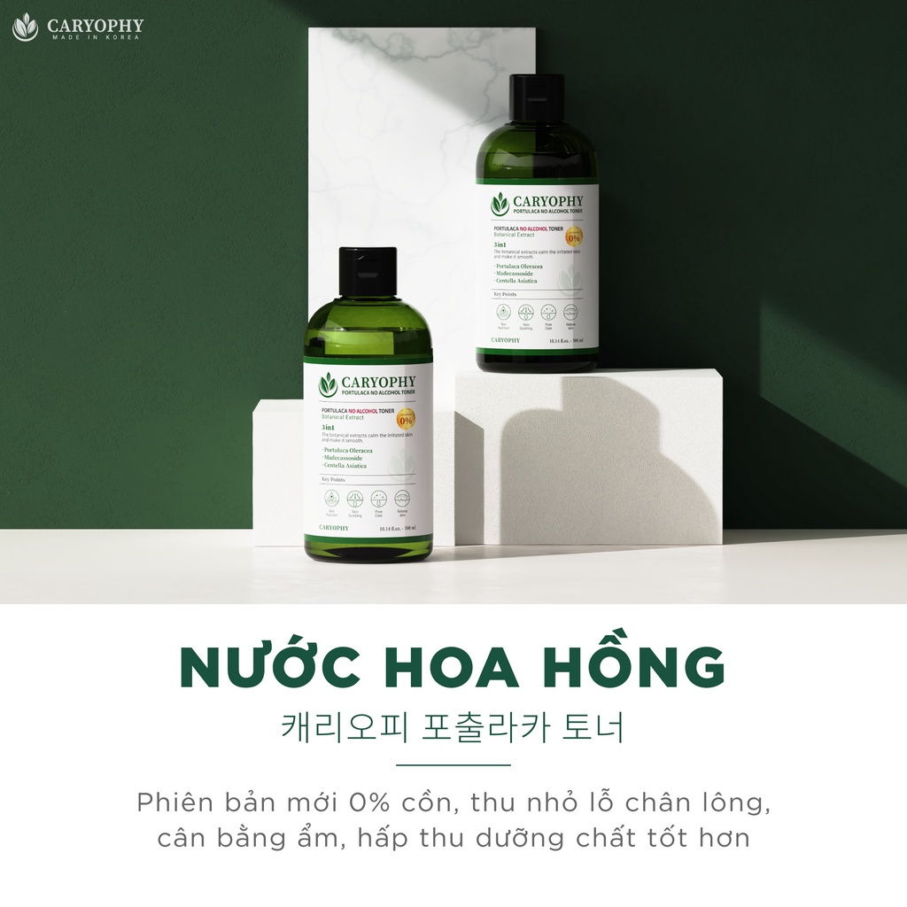 Nước hoa hồng giảm mụn Caryophy Portulaca Toner 300ml (+Deal Sample 0đ)