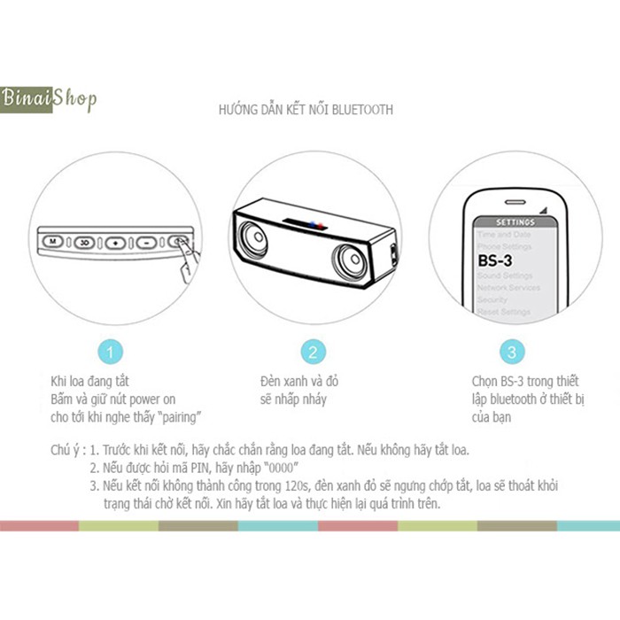 Loa bluetooth Bluedio BS-3 chính hãng