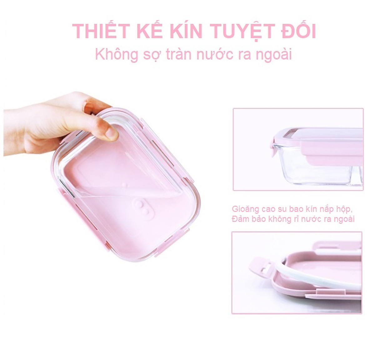 Mua Ngay Bộ Hộp Cơm Thủy Tinh Giữ Nhiệt  Văn Phòng Cao Cấp - Kèm Túi Xách và Hộp Đựng Đũa Thìa Home Basics