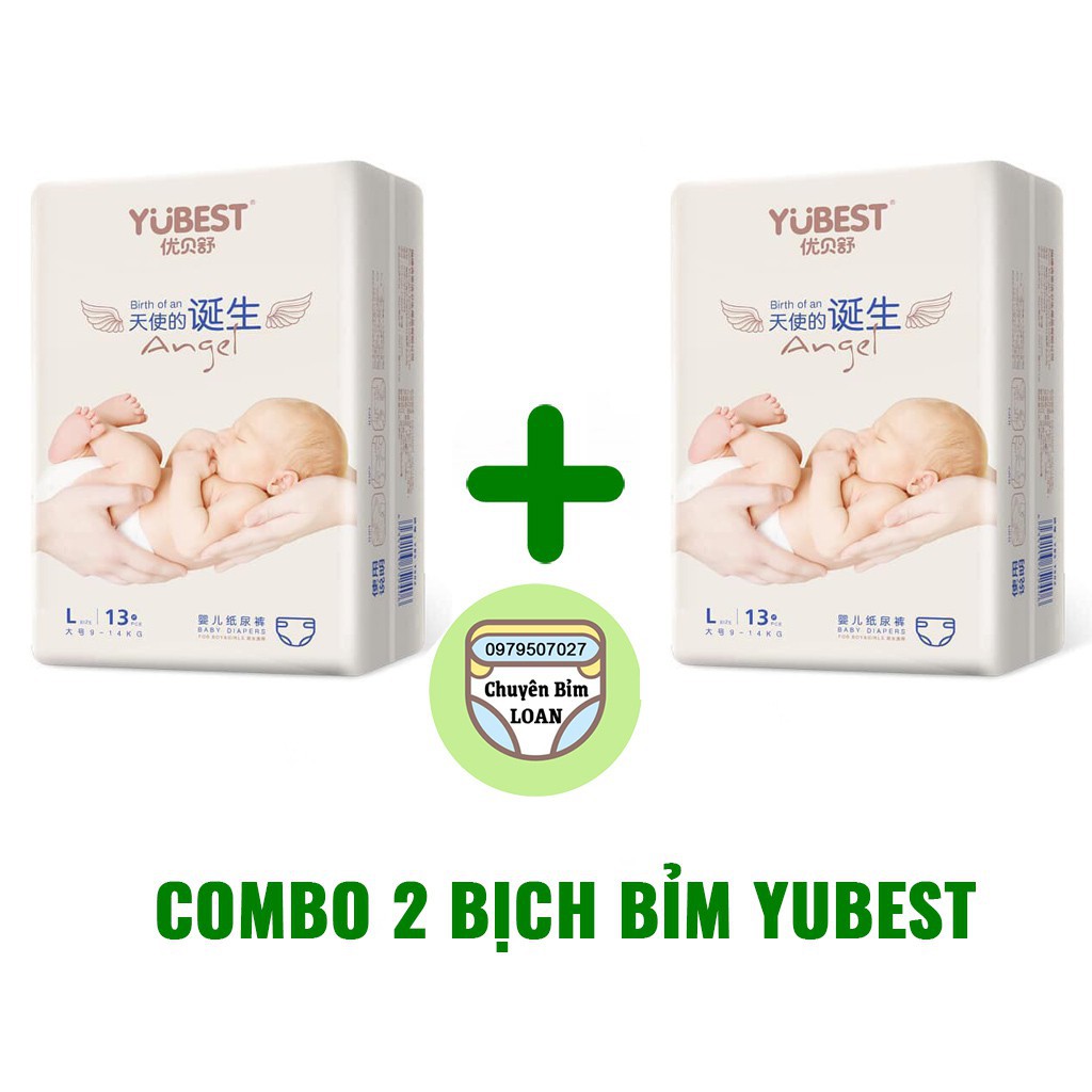 Combo 2 bịch bỉm YUBEST Angel / Gold / Natural Dán/Quần đủ size S132, S90, M108, M84, L78, XL84, XXL72, XXXL66