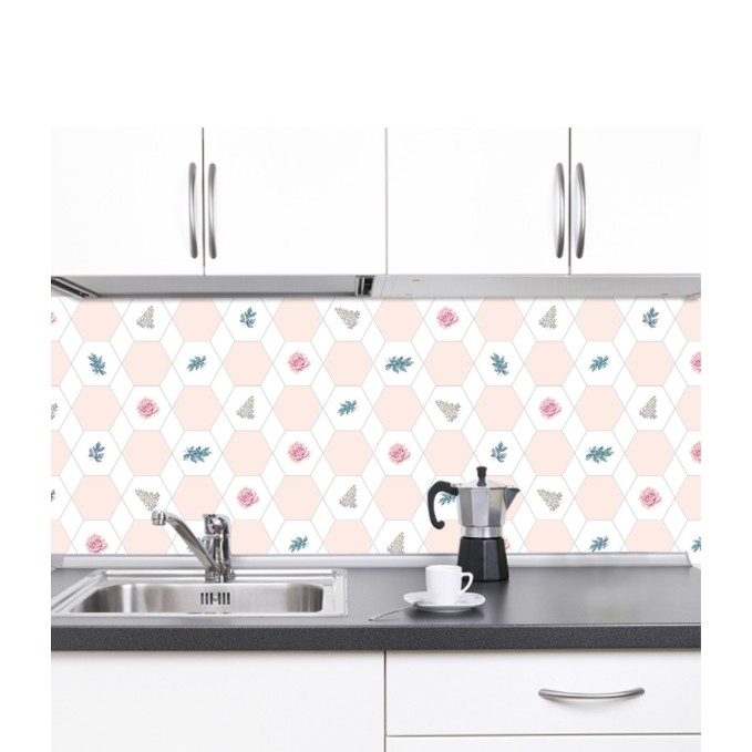 1 mét decal dán bếp tráng nhôm HOA HỒNG khổ 60cm keo sẵn