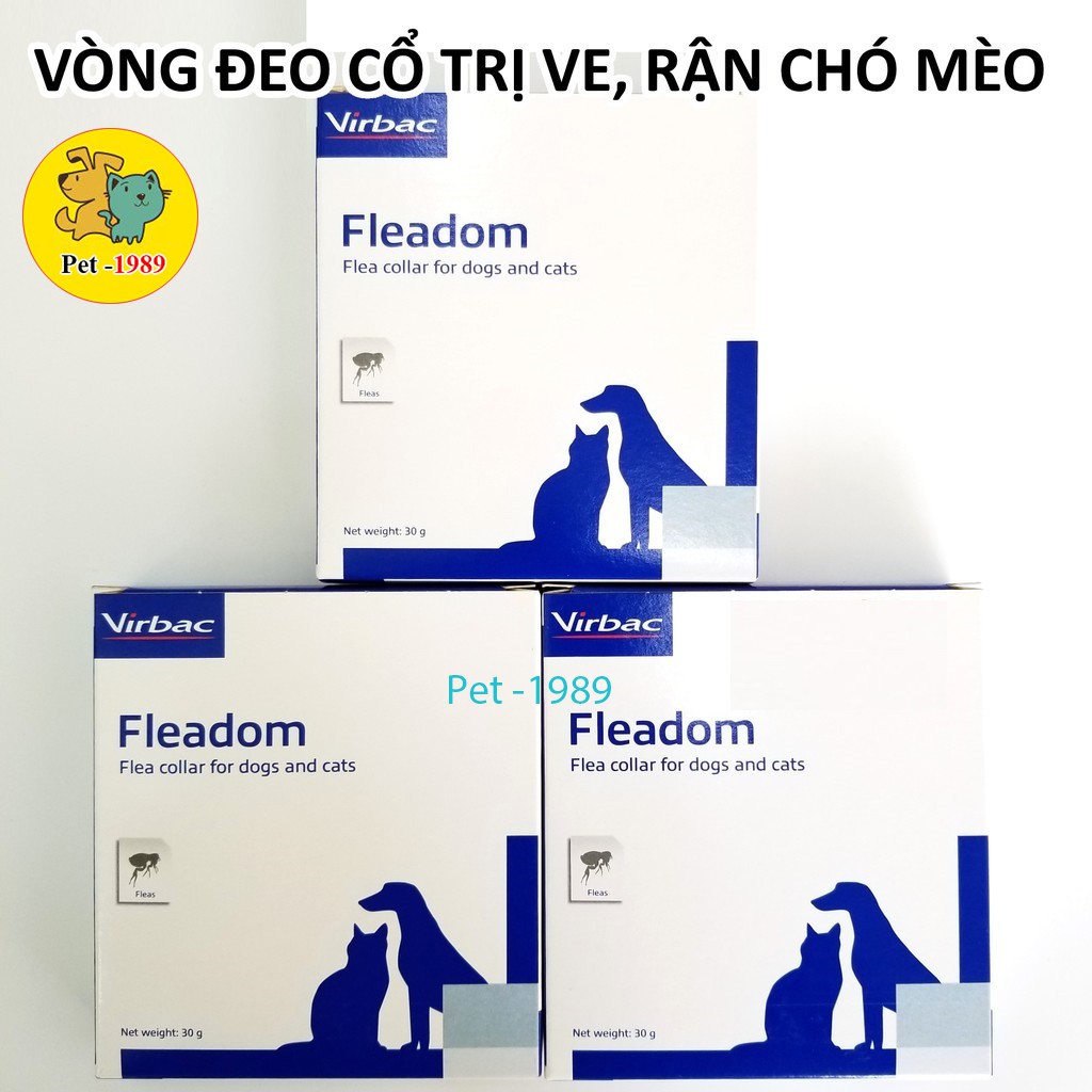 Vòng Cổ Chống Rận Ngăn Ngừa Và Diệt Ve Rận Bọ Chét Cho Chó Mèo Fleadom Virbac