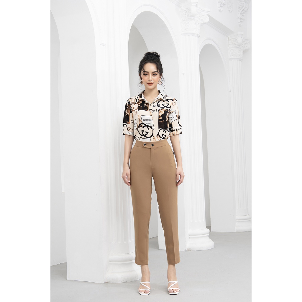 Quần Baggy Nữ Công Sở Cạp Cao Cúc Chéo LUPERI LFQD2103 Không Xù Vải, Cắn Chỉ, Chất Đũi Xước Cao Cấp