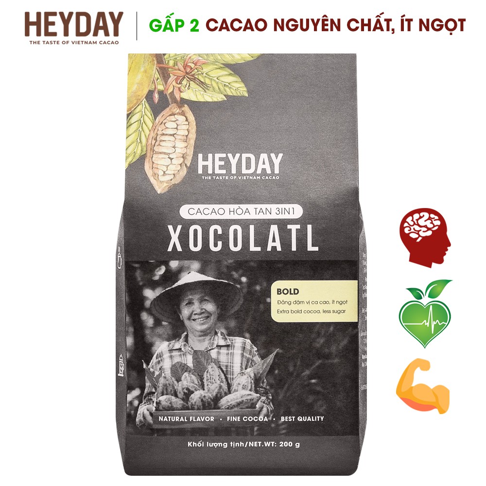 [Tặng 1 túi Xocolatl 200g] 1kg bột cacao nguyên chất thượng hạng Origin tặng 1 túi Xocolatl 200g - Heyday Cacao