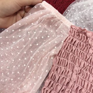 ÁO KIỂU NHÚNG TAY LƯỚI CHẤM BI ( HÓT )
