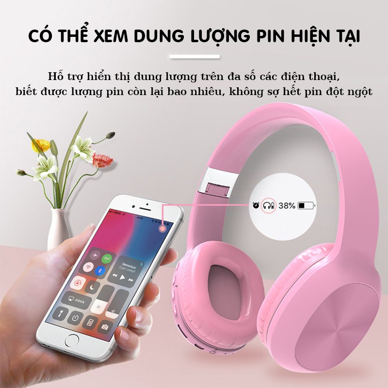 Tai nghe Bluetooth không dây chơi game chụp tai KD48 âm thanh siêu trầm 5.0, gọi thoại HD Micro  jack cắm 3.5mm