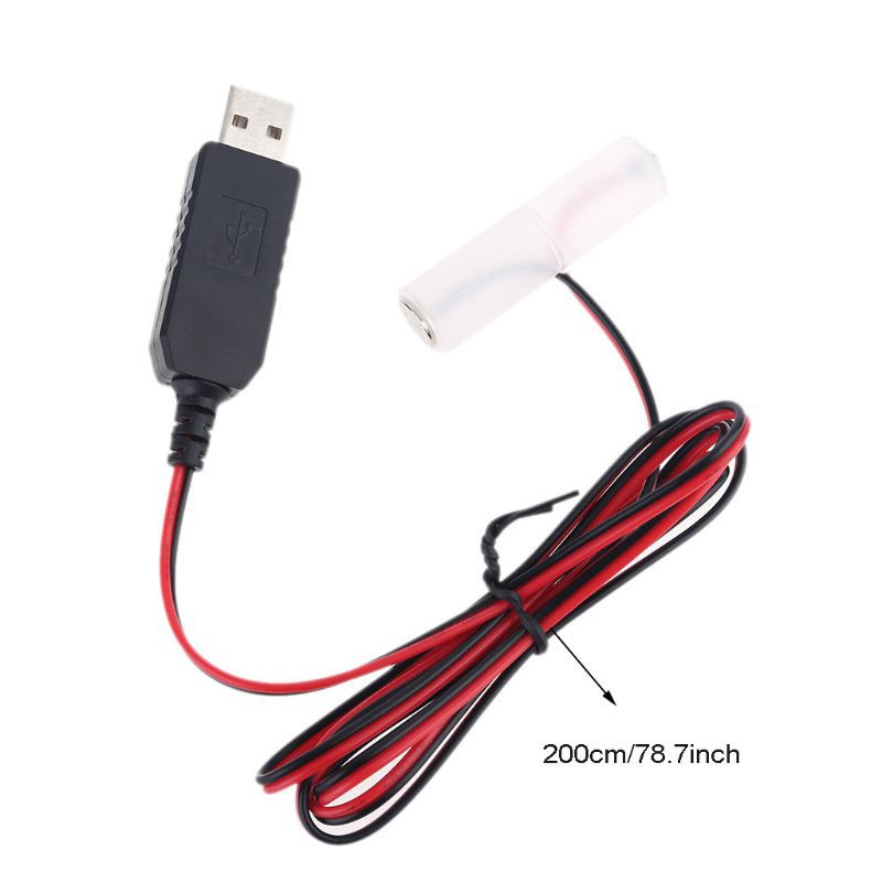 Bộ khử pin AA 2m CRE LR6 cáp cấp nguồn USB thay thế 1 đến 4 pin AA cho đài phát thanh đồng hồ đồ chơi điện dây đèn LED
