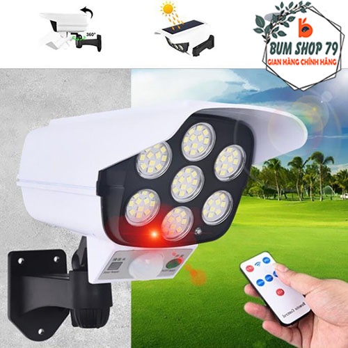 Đèn Năng Lượng Mặt Trời Giả Camera Ngoài Trời Tự Động BẬT TẮT Chống Trộm, Chống Nước IP67 Có Điều Khiển