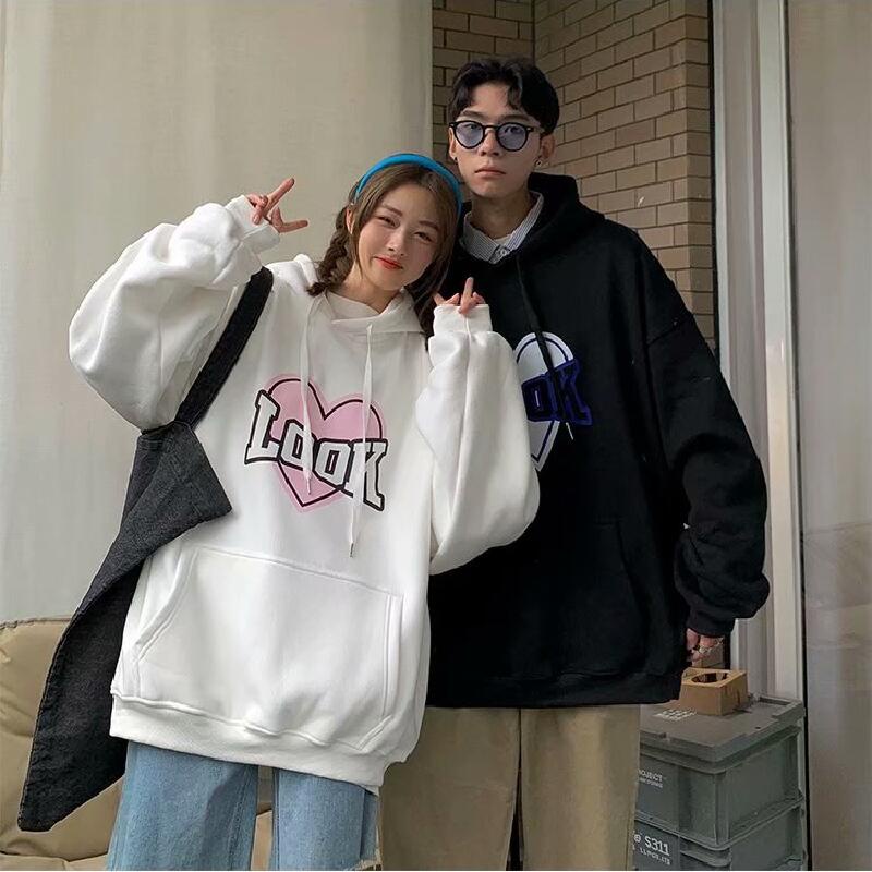 Áo hoodie in họa tiết chữ form rộng phong cách Nhật Bản trẻ trung cho nam và nữ size M-5XL