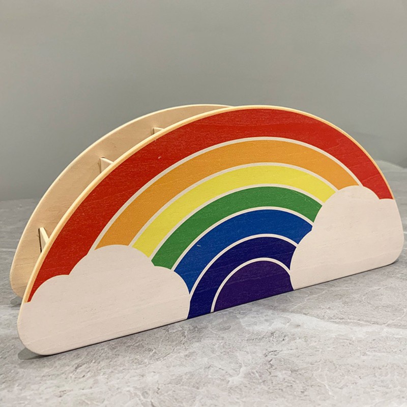 SEL Creative Rainbow Wooden Pen Holder DIY Pencil Container Storage Box Phone Organizer Desk Supply Students Gifts