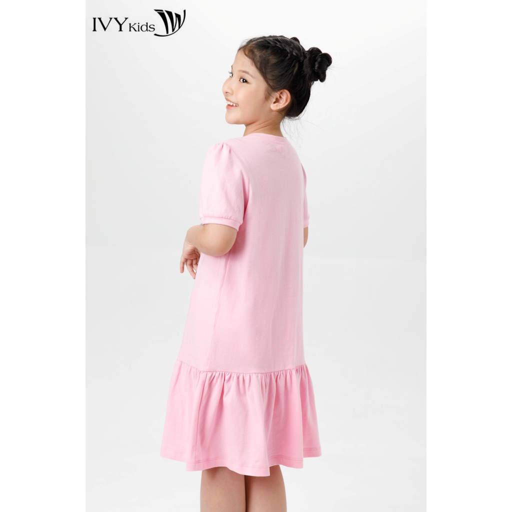 Đầm thun bé gái đính ruy băng IVY moda MS 42G1520