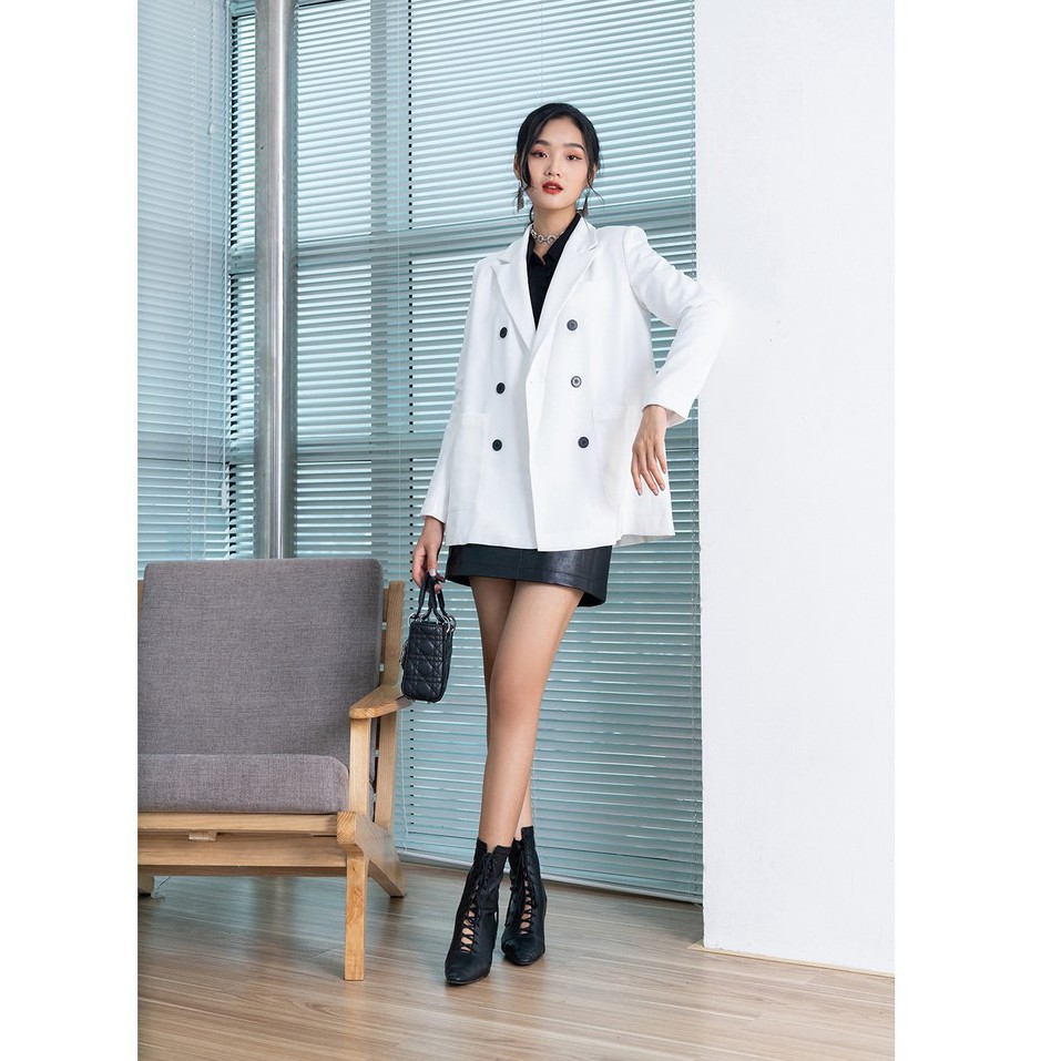 [Mã FAMALLT5 giảm 15% đơn 150k] Áo vest ngắn trên cạp hai hàng cúc 20AGAIN VDA1055 | BigBuy360 - bigbuy360.vn