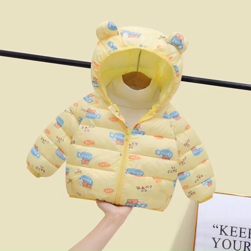 Áo Khoác Trẻ Em , Áo Phao Gấu Siêu Nhẹ Cho Bé Yêu 8-21kg
