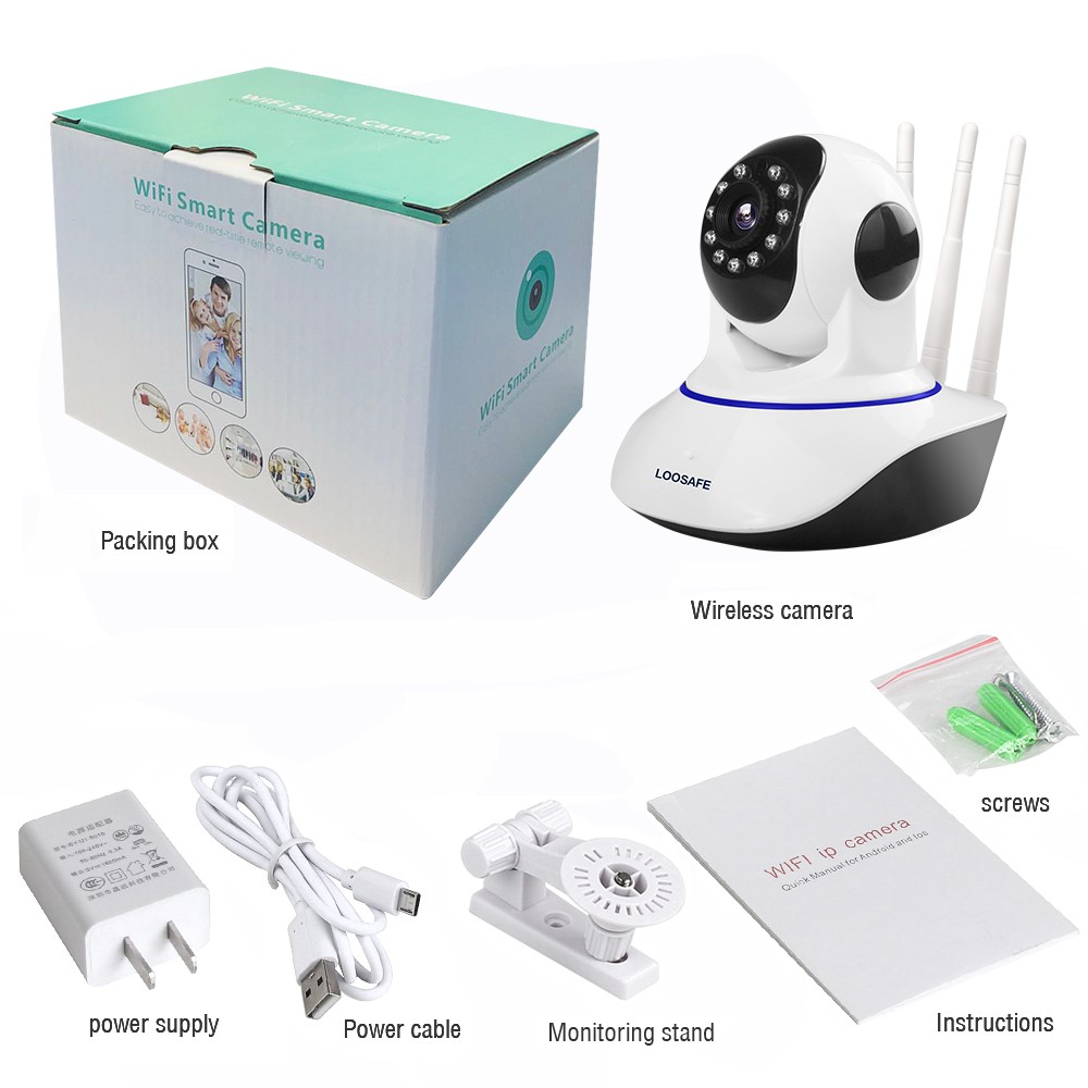 Camera IP camera quan sát giám sát WiFi không dây LOOSAFE Full HD 1080P để sử dụng trong nhà, xem toàn cảnh 360º trên đi