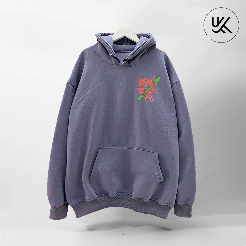 Áo khoác Nỉ HOODIE ADLV Oversize, Form dáng RỘNG màu xám xanh khói, be, nỉ bông Cao Cấp Unisex Nam Nữ - KKIMShop