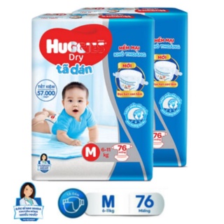 Combo 2bịch tã/bỉm huggies dán s56, s88, m76, l68, xl62, xxl56