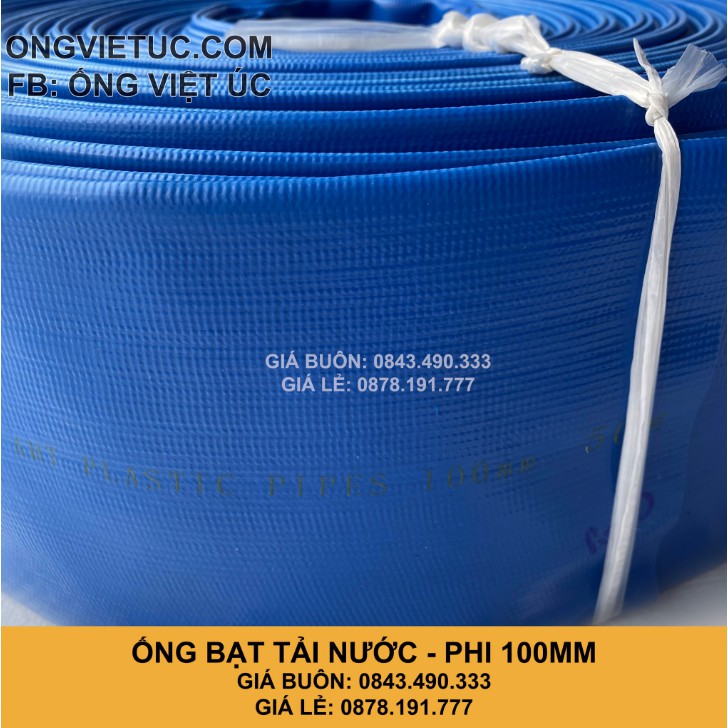 Ống bạt bơm tải nước Việt Úc Phi 100mm - Cuộn 20m - bạt cốt dù - bạt xanh - hàng chính hãng AHT