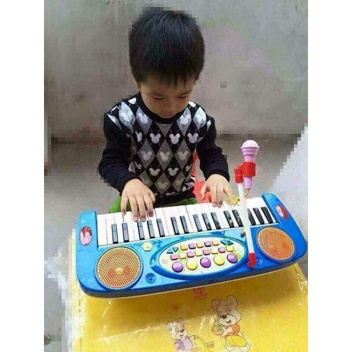 [ 46cm ] đàn Organ điện tử kèm Mirco cho bé hát - đồ chơi đàn piano 37 phím sử dụng pin