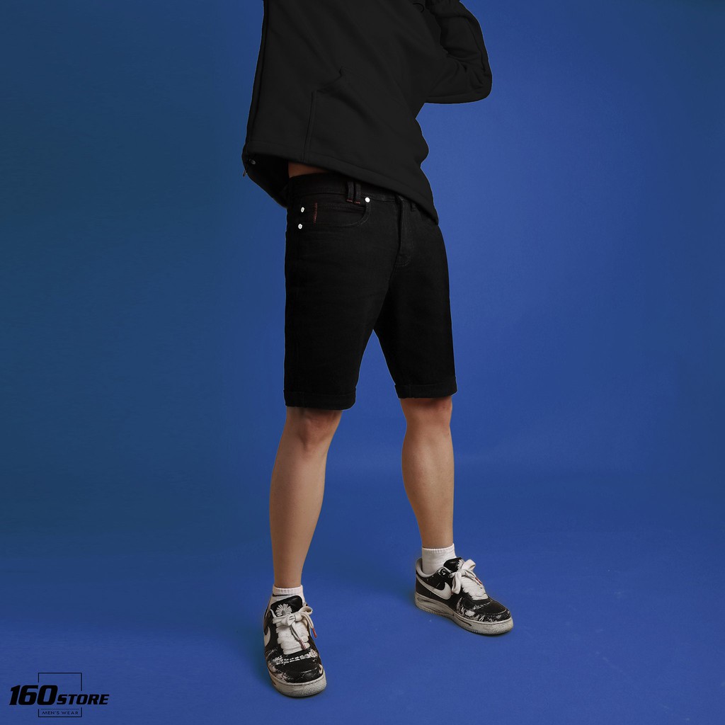Quần Đùi Jean Nam, Quần Short Jean Nam BOUTON Màu Đen Trơn, Form Skinny, Co Giãn QSEC0004 160STORE. | BigBuy360 - bigbuy360.vn