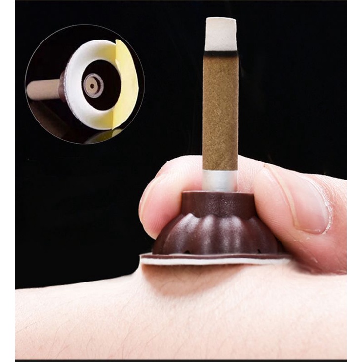 Nhang ngải cứu kèm chân đế dán 10mm.Cốc dán cứu ngải dành cho spa dưỡng sinh cứu trực tiếp vào từng huyệt đạo