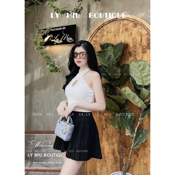 Áo croptop cổ yếm chéo ( kèm hình thật ) alohashop91