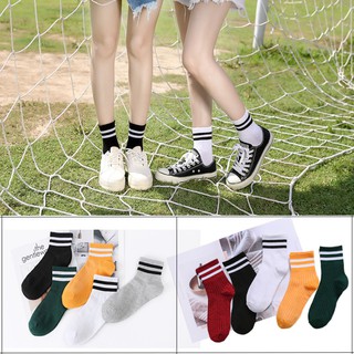 Tất Len Gân Style Hàn Cổ Cao 2 Sọc