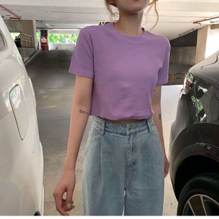 Có sẵn áo croptop thun gân ulzzang