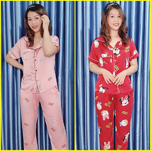 Đồ bộ pijama lụa satin cao cấp quần dài tay ngắn thay thế đồ bộ nữ mặc nhà rất thoải mái - Anquachi | BigBuy360 - bigbuy360.vn