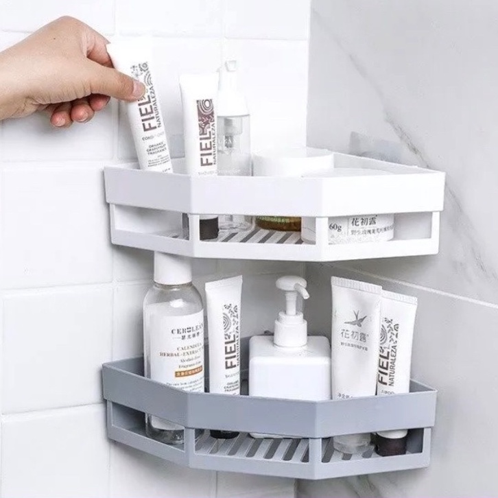 Kệ Tam Giác Dán Tường Để Đồ Nhà Tắm Bằng Nhựa Cao Cấp Không Cần Khoan Tiện Lợi