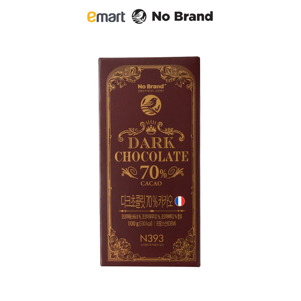 Thanh Socola Đen 72% Cacao No Brand 100g - Emart VN