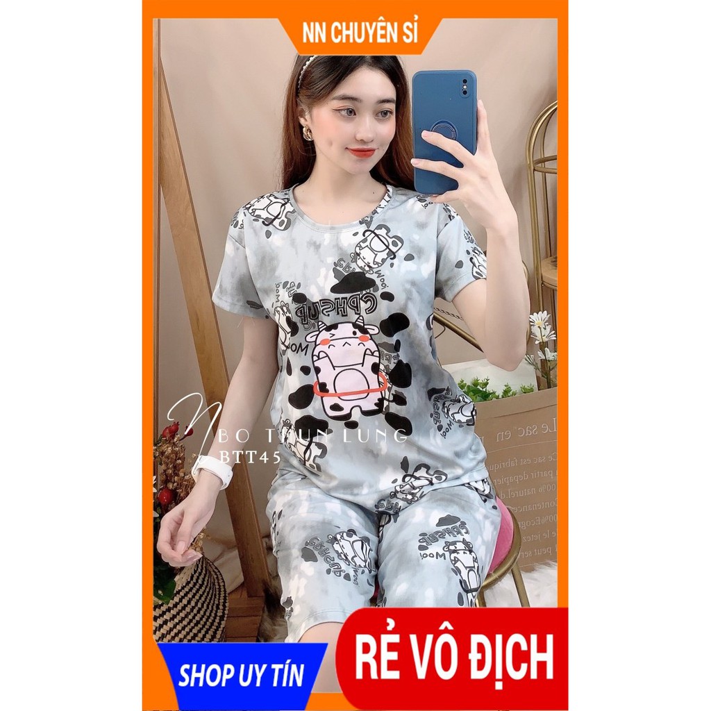 Đồ bộ thun lửng in hình mặc nhà cực xinh BTT45 ⚡Ảnh thật⚡ Đồ bộ nữ ⚡ Đồ bộ mặc nhà