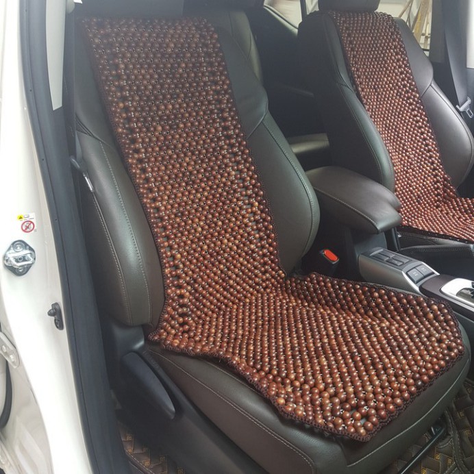 Sản Phẩm Đệm hạt gỗ tựa lưng massage ô tô 100% gỗ Trắc tự nhiên nguyên mộc, đan kết diềm mép cao cấp .