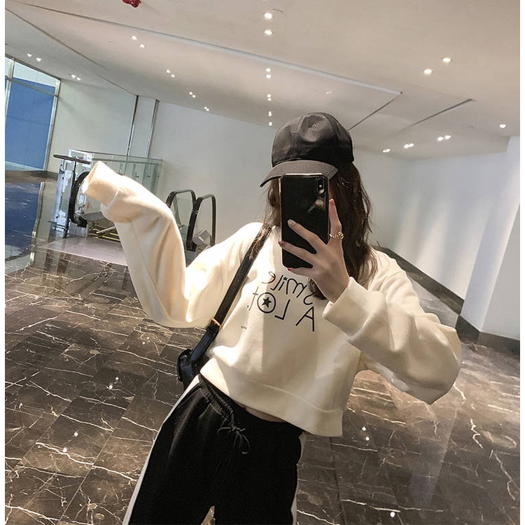 Áo Thun Lửng Tay Dài Cổ Tròn Phong Cách Hàn Quốc Thời Trang Mùa Thu Mới Cho Nữ