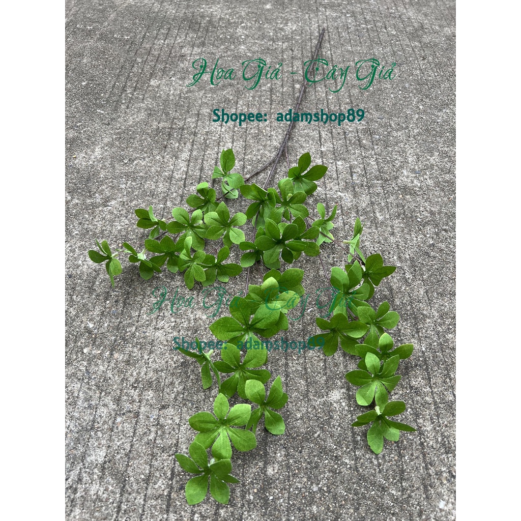 Cây giả - Cành lá Thạch Nham lá xanh 3 nhánh decor