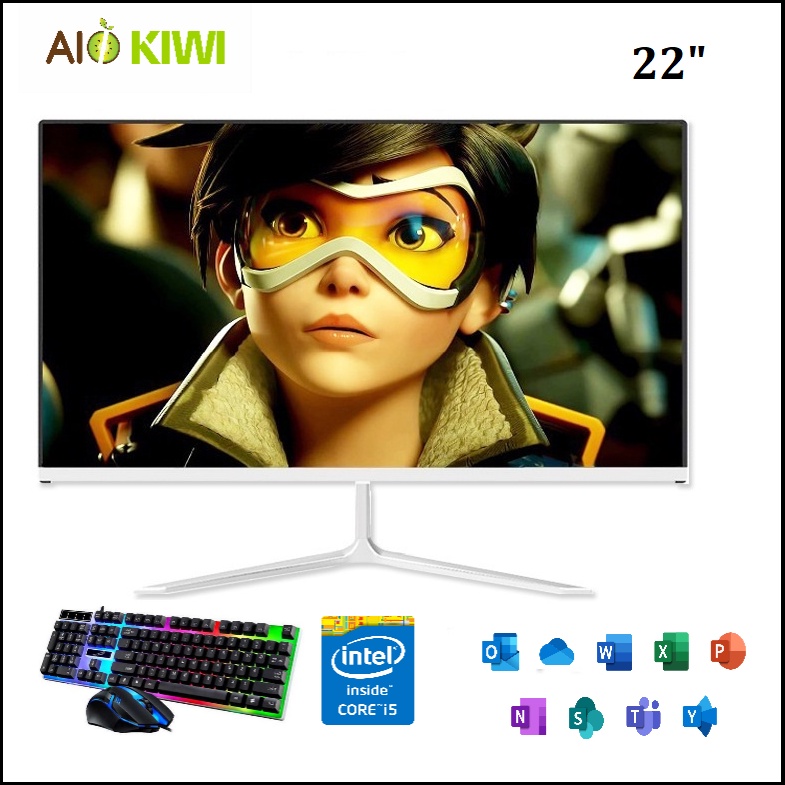 Bộ máy tính trong màn hình AIO KIWI 22M, CPU core i3, i5, i7, Ram 4G, SSD 256G,máy tính liền màn, máy tính all in one