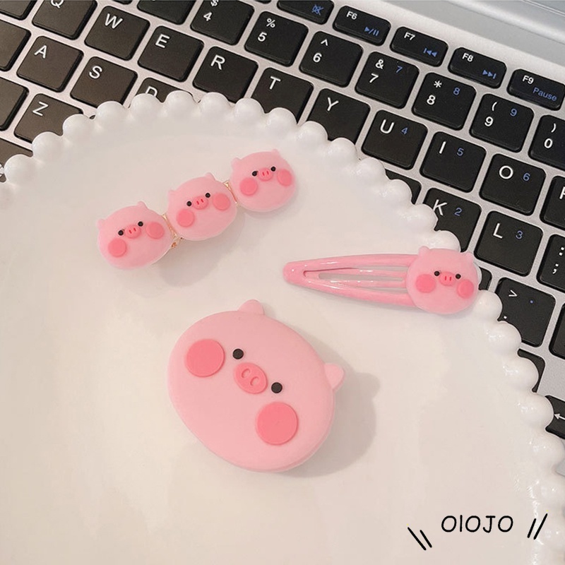 Kẹp tóc hình chú heo màu hồng dễ thương cho nữ