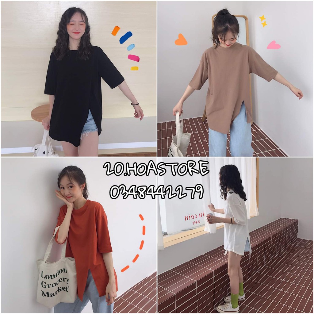 ÁO PHÔNG VẠT XẺ LỆCH ĐEN TRẮNG CAM NÂU HOT HIT