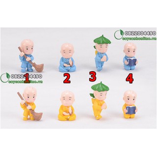 Bộ tượng 4 chú tiểu, tượng trang trí để bàn, trang trí tiểu cảnh lưu niệm