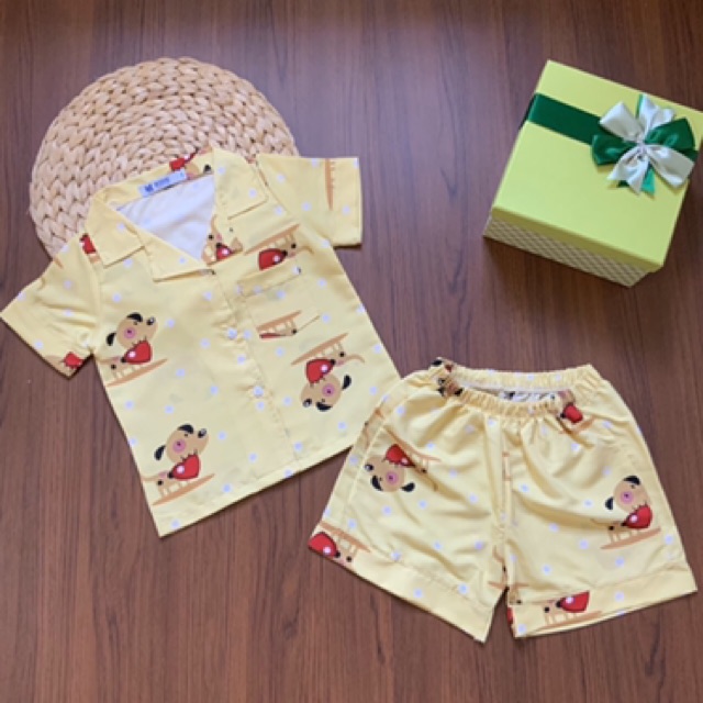 Bộ Pijama mặc nhà họa tiết tay ngắn quần đùi cho bé trai (12-30kg)