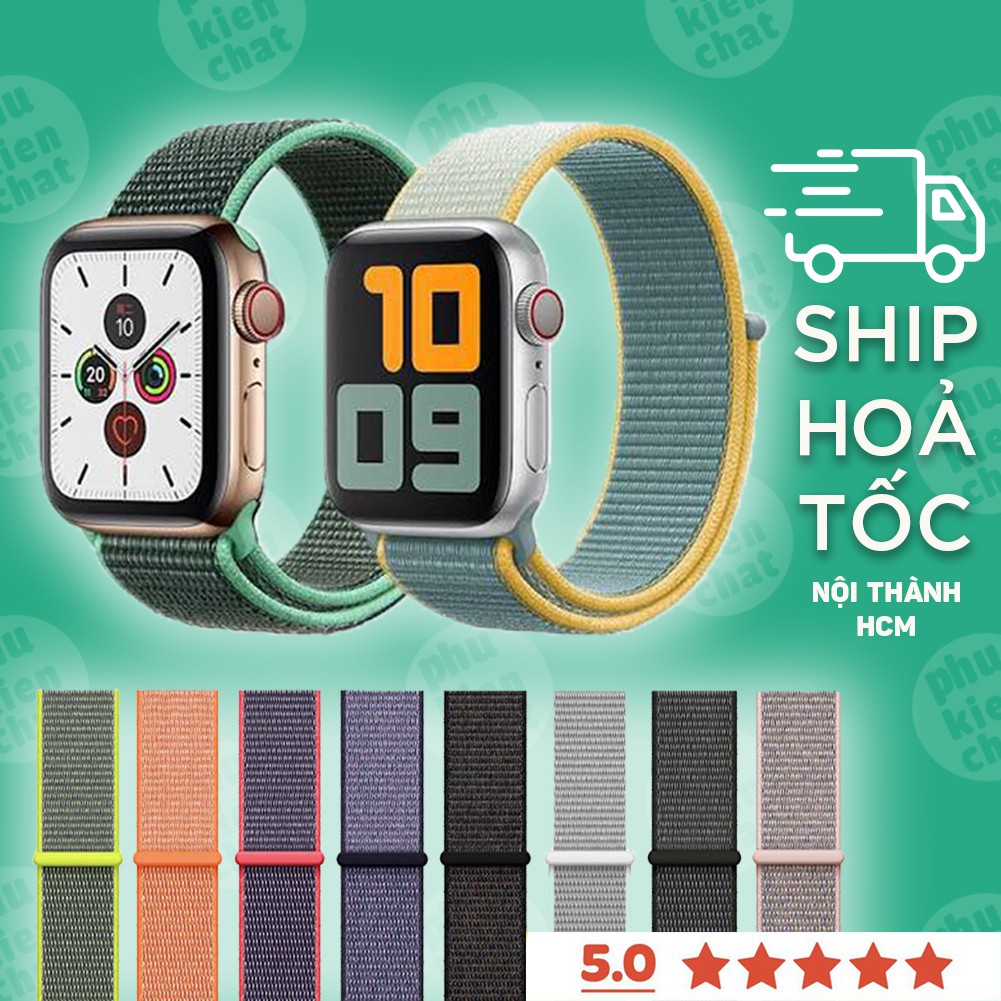 Dây Apple Watch Nylon ôm tay êm ái dùng được cho T500, WATCH 6, W26 Series 1/2/3/4/5/6/SE Đủ màu đủ Size 38/40/42/44 mm