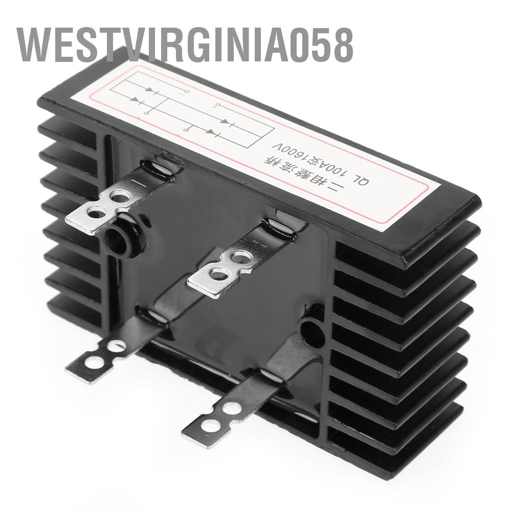 Có thể bán buôn 1pc 100A Amp 1600V Điện áp 2 pha Diode chỉnh lưu Cầu Công suất cao Màu đen Westvirginia058 Hàng giao ngay
