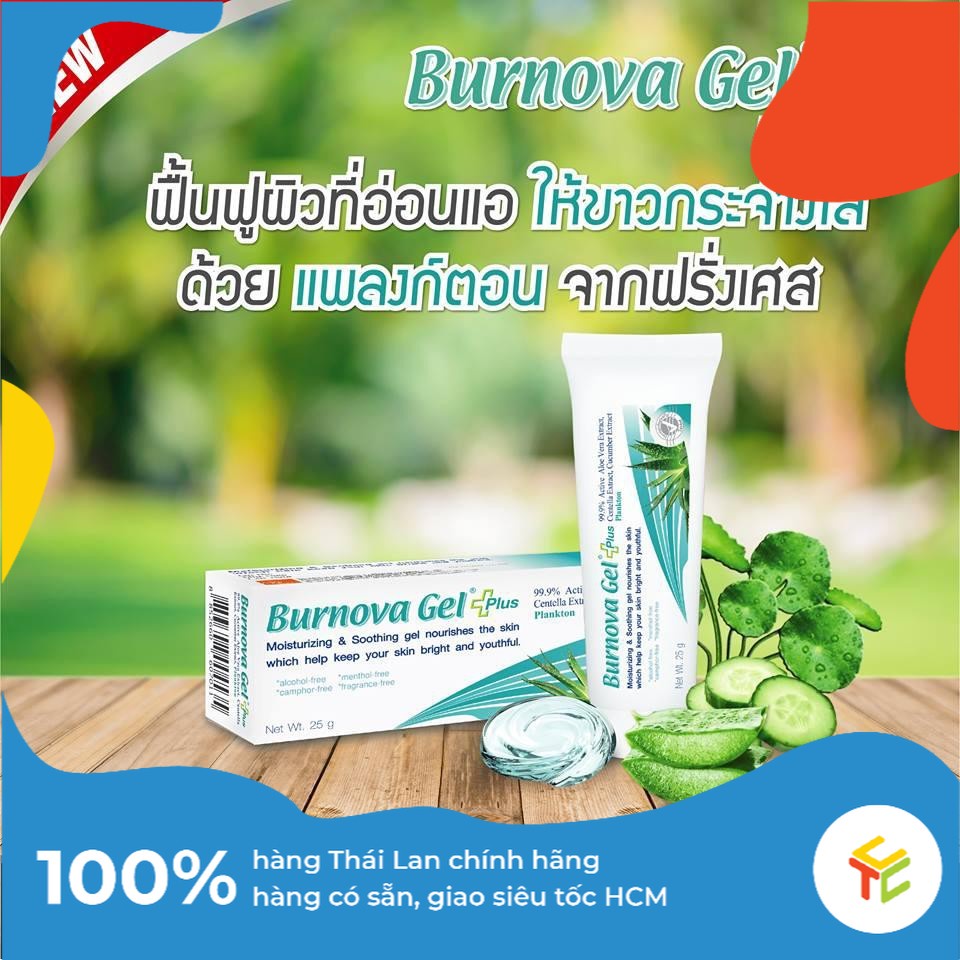 Gel Lành Bỏng/Tái Tạo Da Tổn Thương chiết xuất từ Nha Đam Burnova Gel Plus hàng nhập khẩu Thái Lan