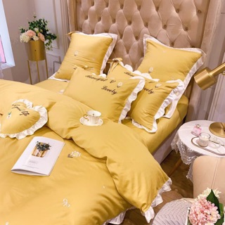 Bộ chăn ga Lụa cúc hoạ mi set 7 món