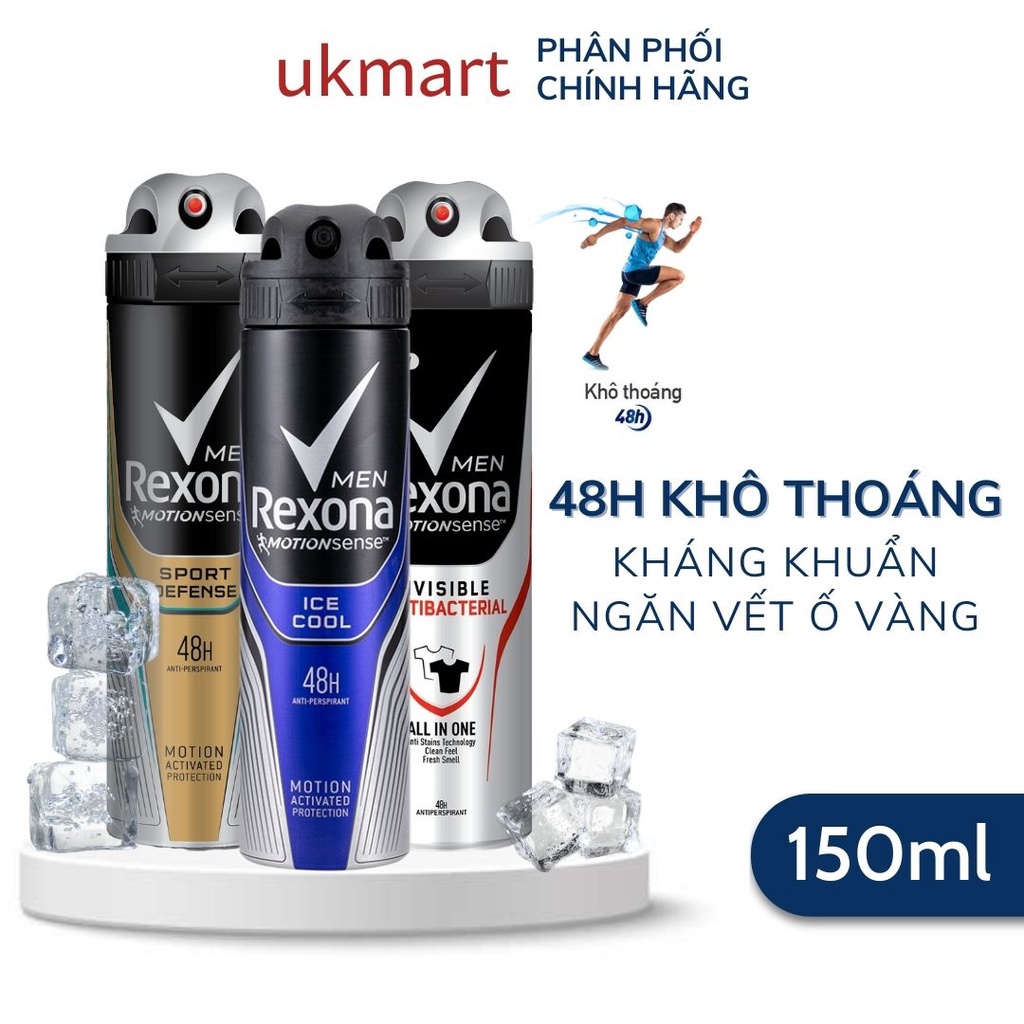 Xịt Khử Mùi Rexona Men 48h Khô Thoáng Kháng Khuẩn Dành Cho Nam 150ml