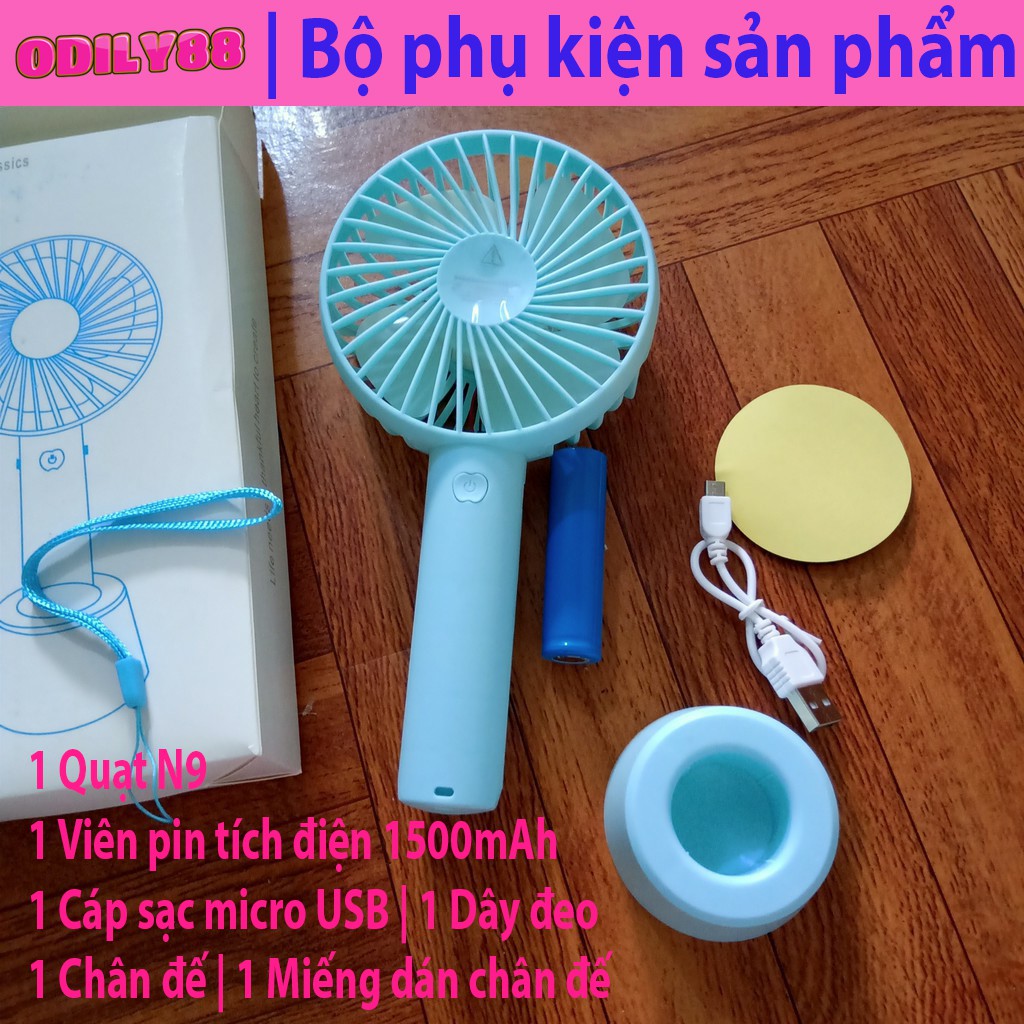 Quạt cầm tay - Quạt mini tích điện có chân để bàn tiện ích 3 mức độ gió siêu mát - dung lượng pin khủng 1500mAh #8