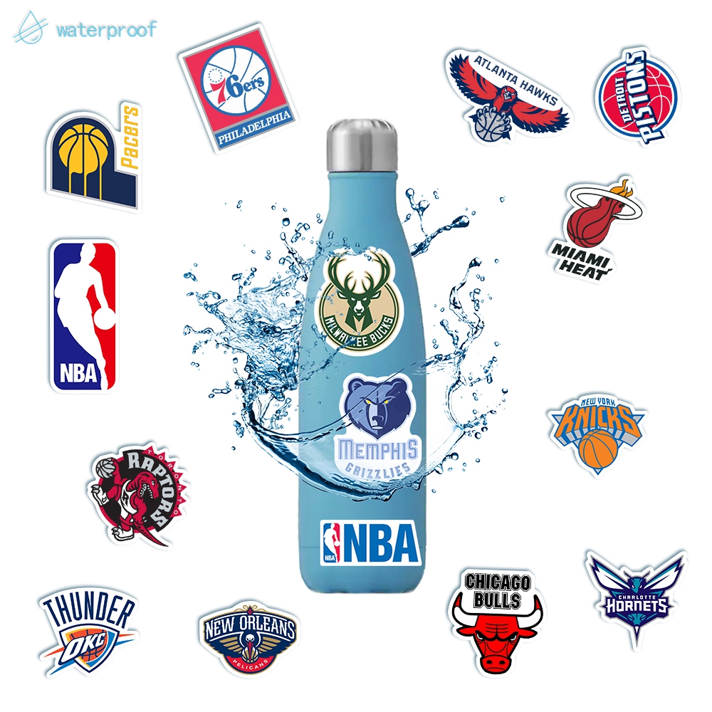 Bộ 32 miếng dán logo in họa tiết các đội bóng rổ NBA