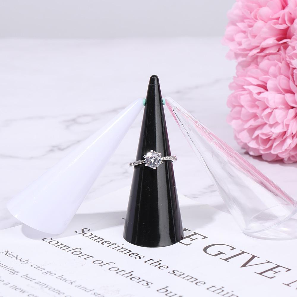 Set 1 / 5 Giá Đỡ Trưng Bày Nhẫn Hình Nón Bằng Nhựa Trong Suốt