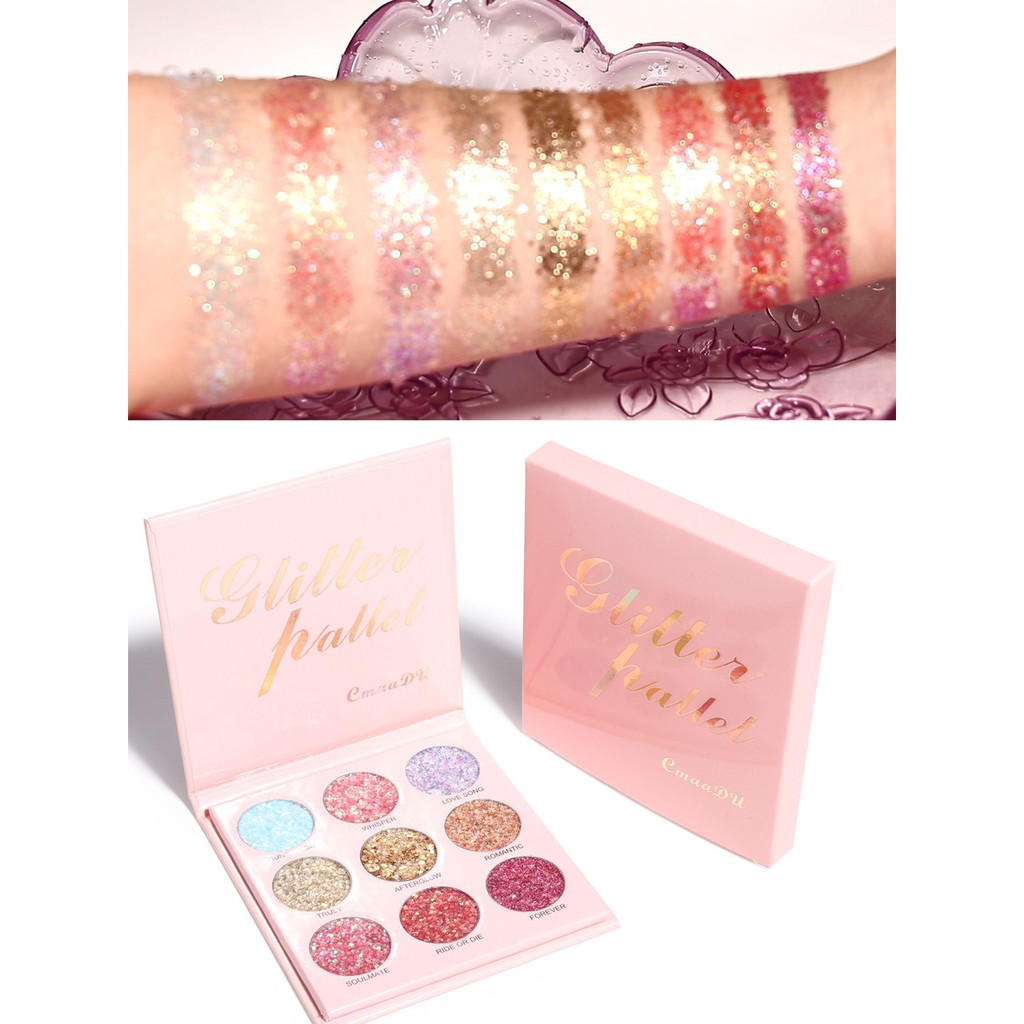 Nhũ mắt kim tuyến Cmaadu trang điểm mắt Glitter pallet